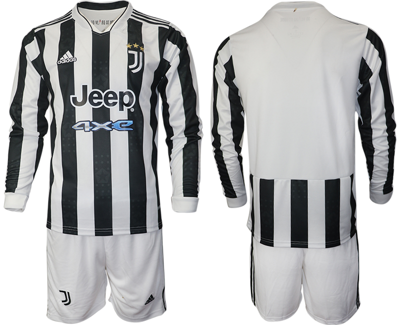 Men 2021-2022 Club Juventus home white Long Sleeve blank Adidas Soccer Jersey->juventus jersey->Soccer Club Jersey